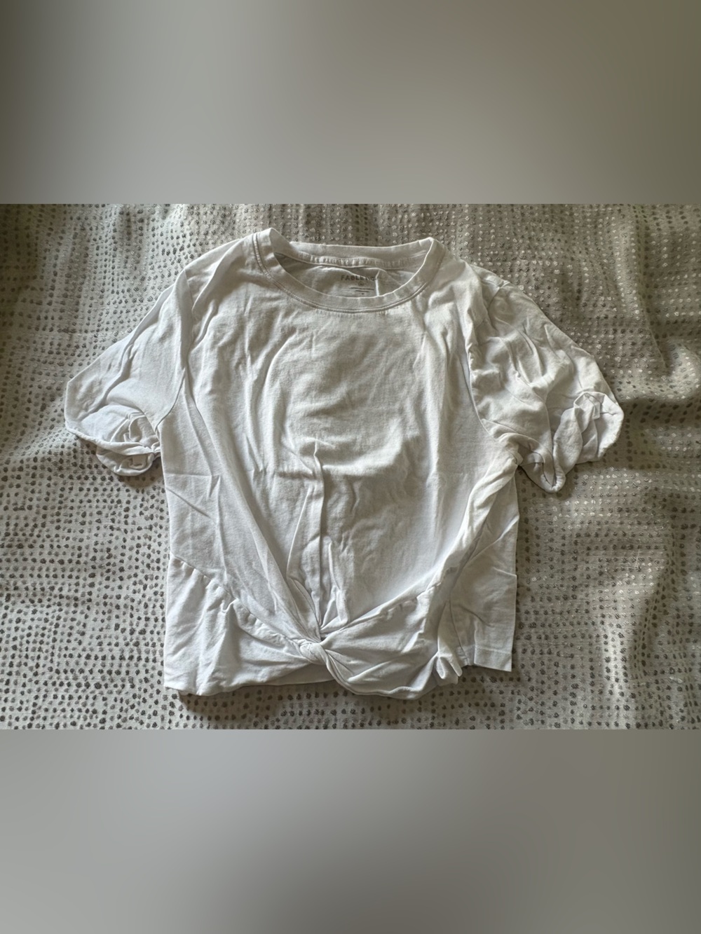 Fabletics White Knot-Front Short Sleeve Top